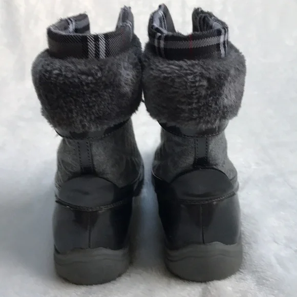 Anne Klein Sport Grania Snow Boots w/Pewter Plaid Faux Fur Mid Calf Women’s 8M - Picture 3 of 4